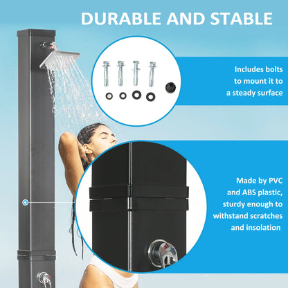10.6 Gallon Solar Heated Shower, Temperature Adjustment, Foot Shower