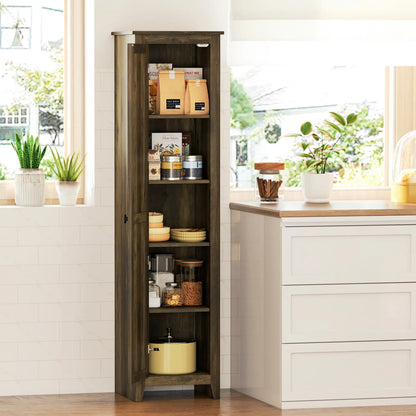67" Farmhouse Kitchen Pantry Cabinet, Adjustable Shelves, Brown Kitchen Pantry Cabinets at Gallery Canada