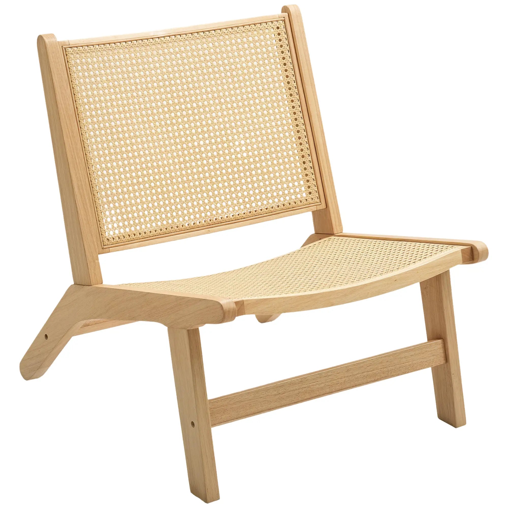 Rattan Accent Chair, Mid-Century Leisure, Rubber Wood Frame, Natural Accent Chairs Natural at Gallery Canada