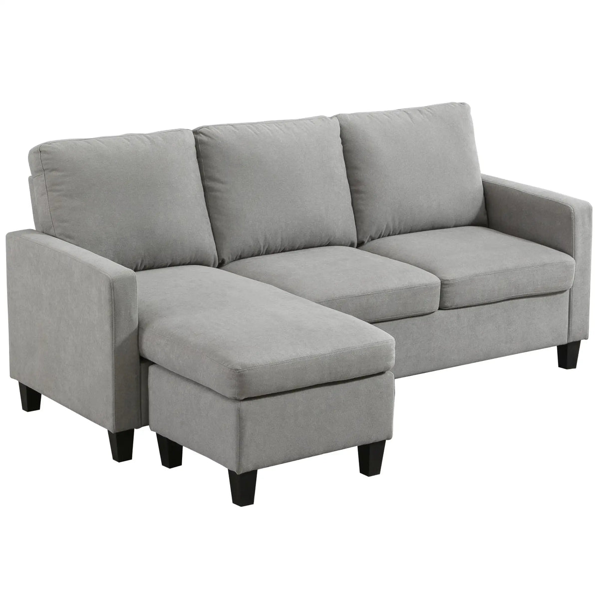 L-Shape Sectional Sofa with Ottoman, Modern Living Room Couch, Light Grey 3-Seater Sofas at Gallery Canada