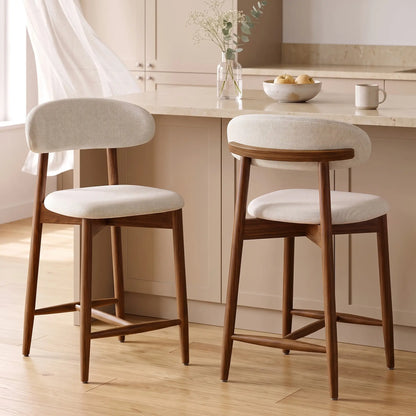 Bar Stools Set Of 2, Cream White, Curved Back Counter Height Bar Stools at Gallery Canada