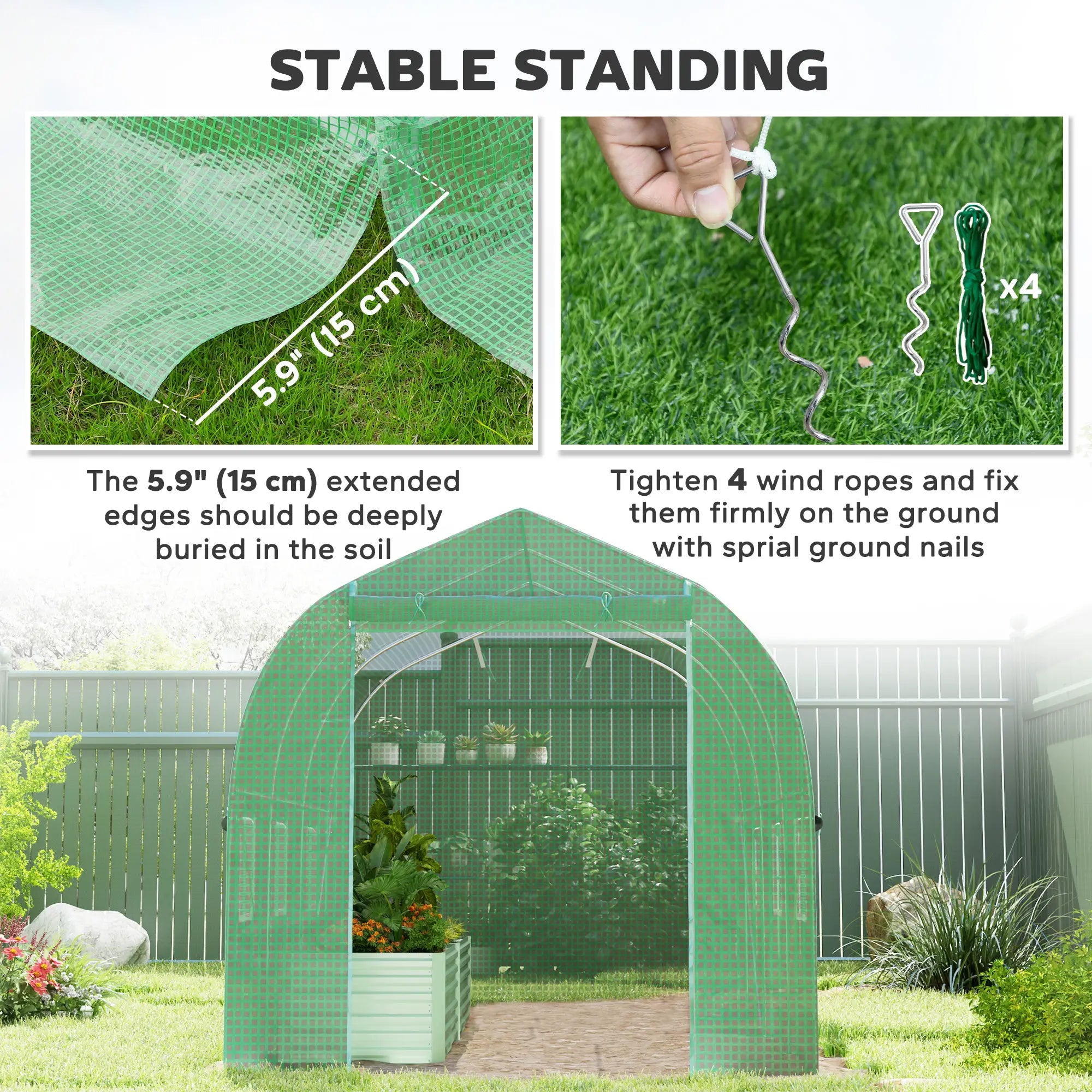 6.6' x 11' x 7' Walk-In Greenhouse, Steel Frame, Green Walk In Greenhouses at Gallery Canada