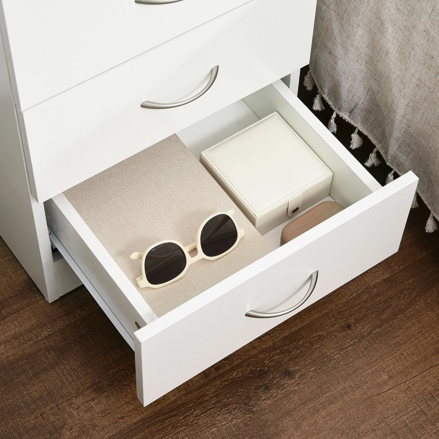 Modern Wood Nightstand, 3 Drawers, Anti-Tipping, White Bedside Tables at Gallery Canada