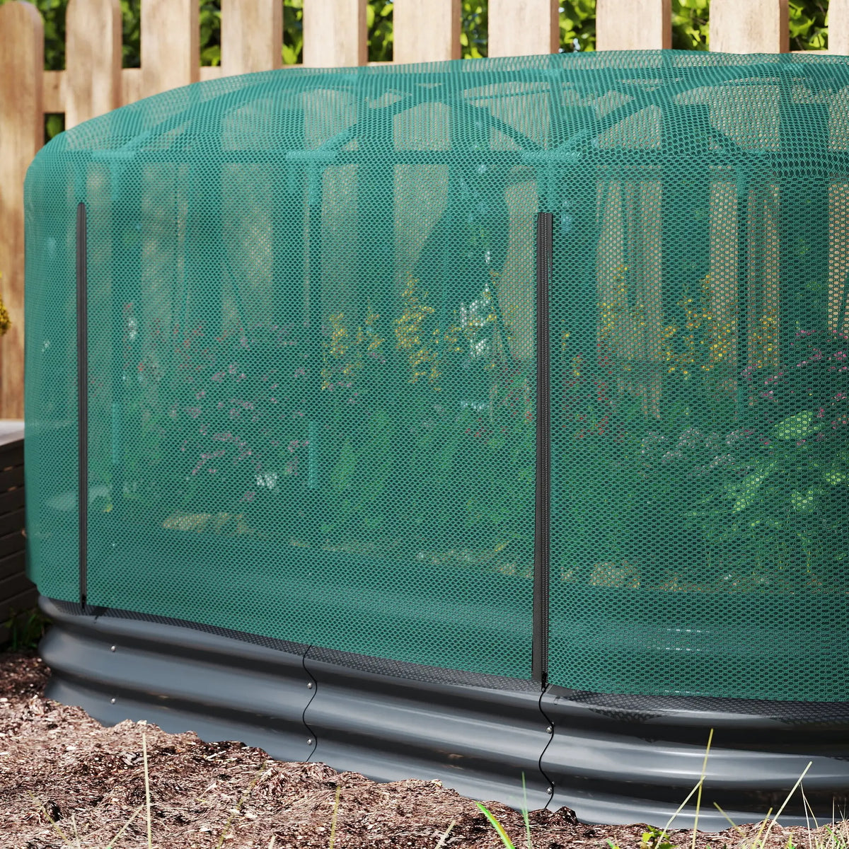 6' x 3' Galvanized Raised Garden Bed, Crop Cage Net Cover, Watering System, Dark Grey Raised Garden Beds at Gallery Canada