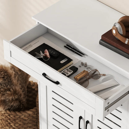 Shoe Cabinet With Louvered Doors, Drawer, Adjustable Shelves, White Shoe Storage Cabinets & Racks at Gallery Canada