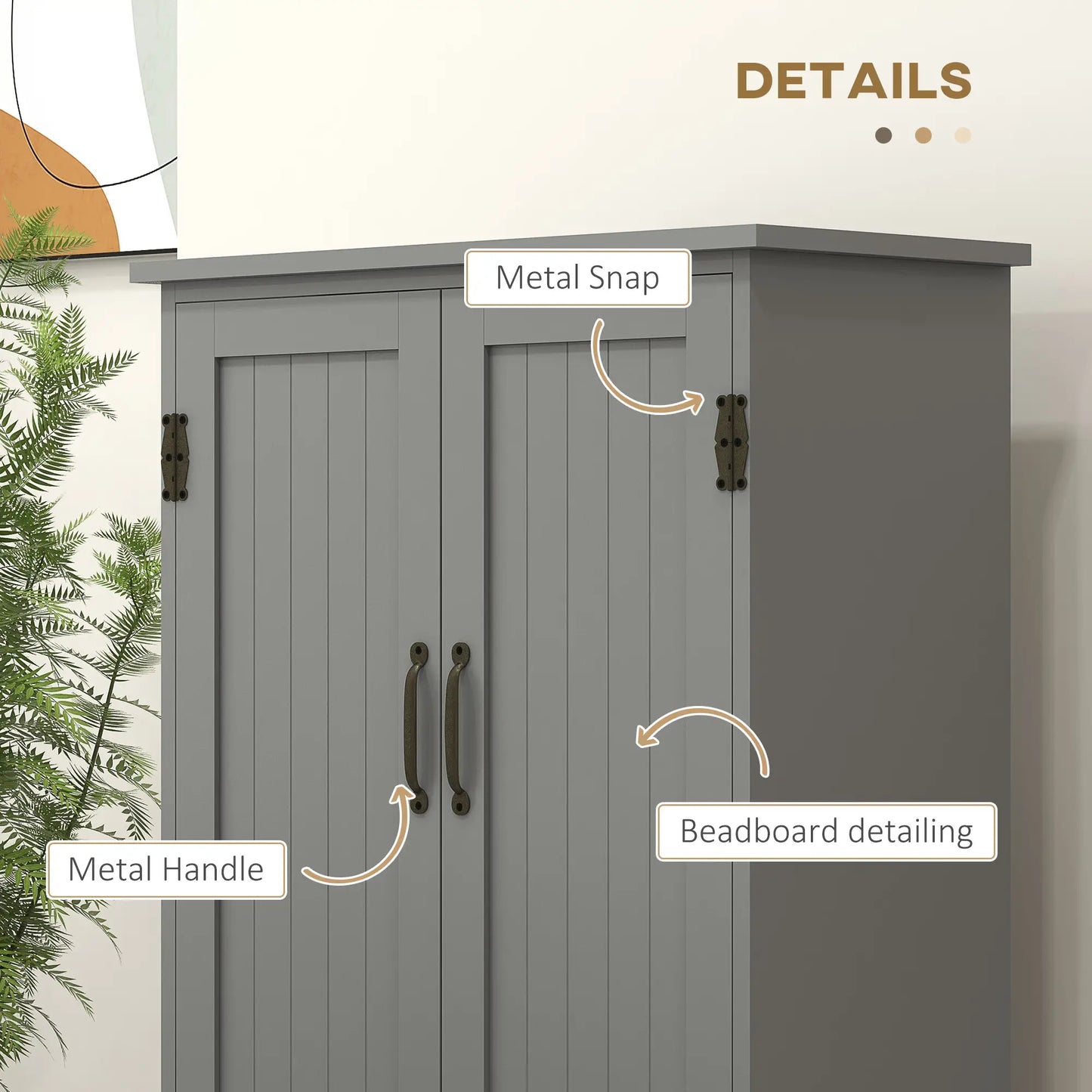 4-Door Storage Cabinet, Adjustable Shelves, Large Space, Grey Kitchen Pantry Cabinets at Gallery Canada