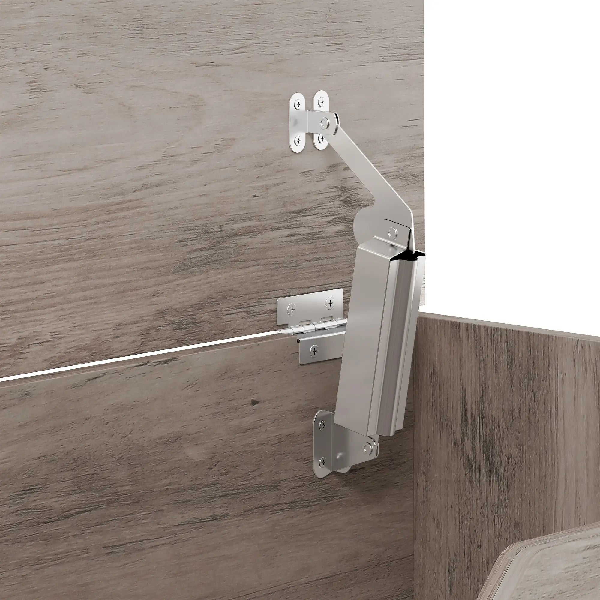 Storage Chest with Safety Hinges, Grey Wood Grain, 39.4 Inches, Grey Storage Cabinets at Gallery Canada