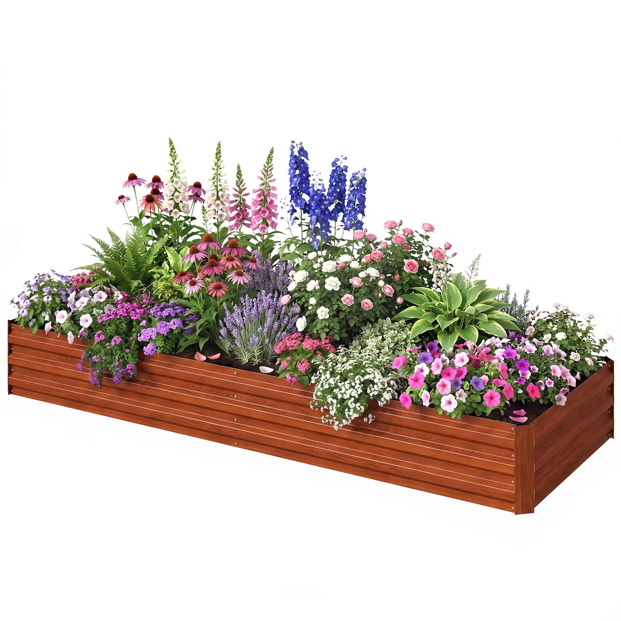 95x36x12 Galvanized Raised Garden Bed, Brown Galvanized Planter Boxes Brown Wood Effect at Gallery Canada
