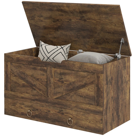 31.5 Inches Storage Chest, Wooden Box, Rustic Brown, Brown Storage Cabinets Rustic Brown at Gallery Canada