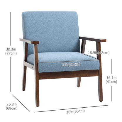 Modern Accent Chair, Cushioned Seat, Upholstered Linen-Feel, Blue Accent Chairs at Gallery Canada
