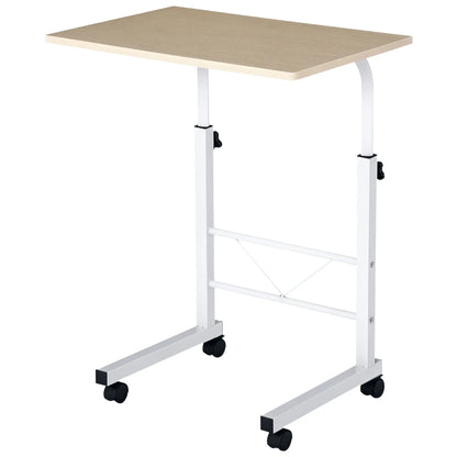 Adjustable Height Mobile Standing Desk, 23.5 Inch, Natural Wood Side Tables Natural at Gallery Canada