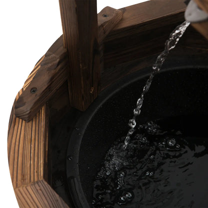 Outdoor Waterfall Fountain With Pump, Natural Wood Wishing Well, 22.5x22.5x47.25 Water Fountains at Gallery Canada