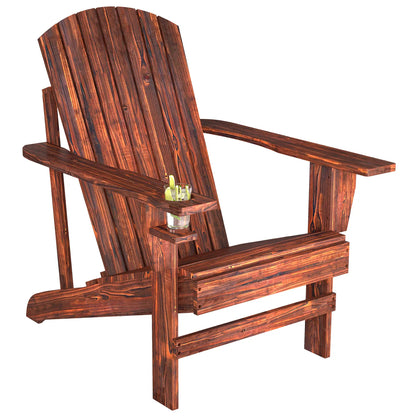 Classic Adirondack Chair, Garden Deck Chair with Cup Holder, Brown Patio Chairs at Gallery Canada