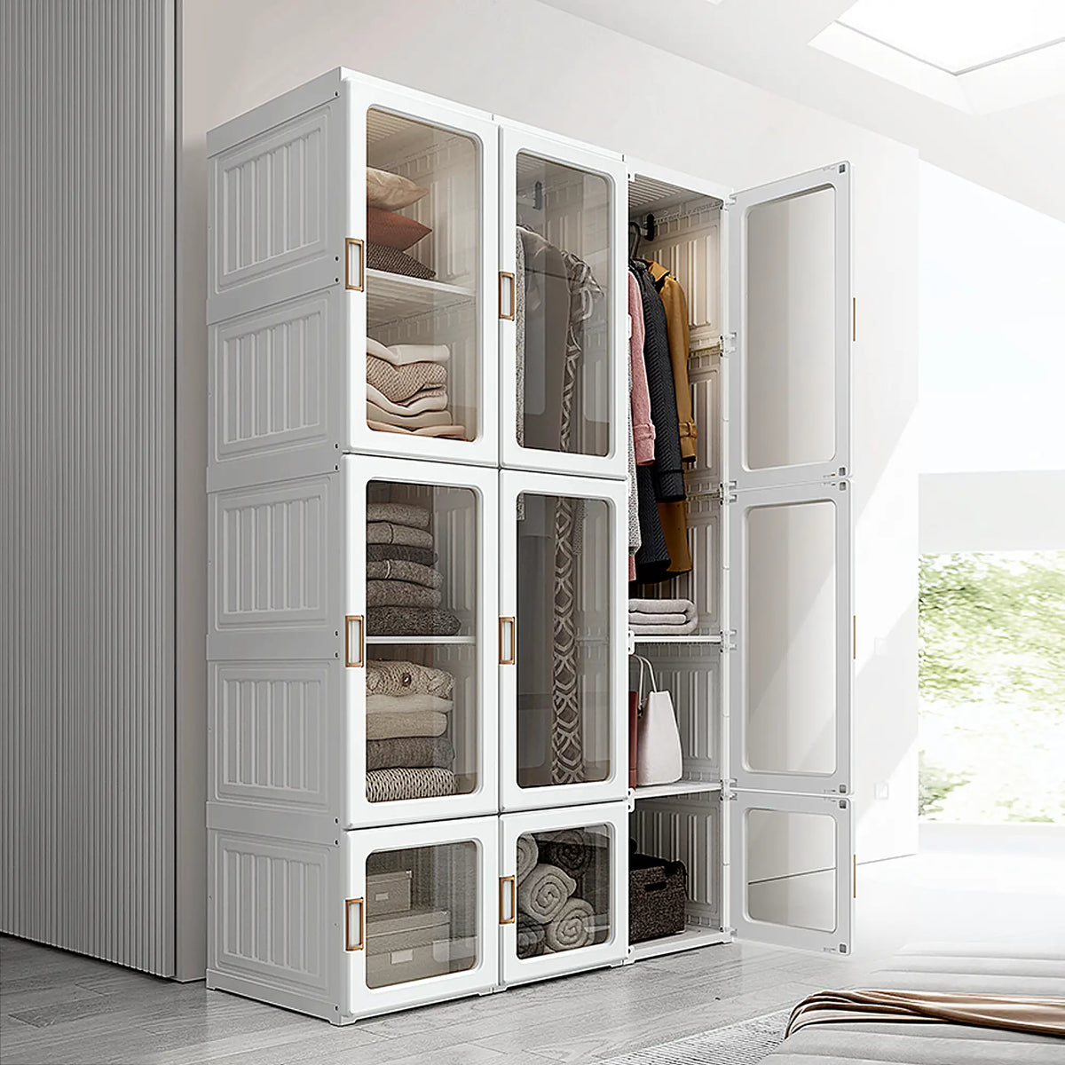 Portable Wardrobe Closet, Foldable Clothes Organizer, White Clothing Storage at Gallery Canada