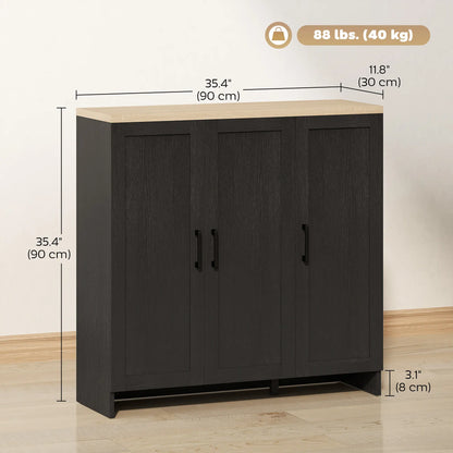 Modern Sideboard Buffet Cabinet, 3 Doors Adjustable Shelves, Black Kitchen Pantry Cabinets at Gallery Canada