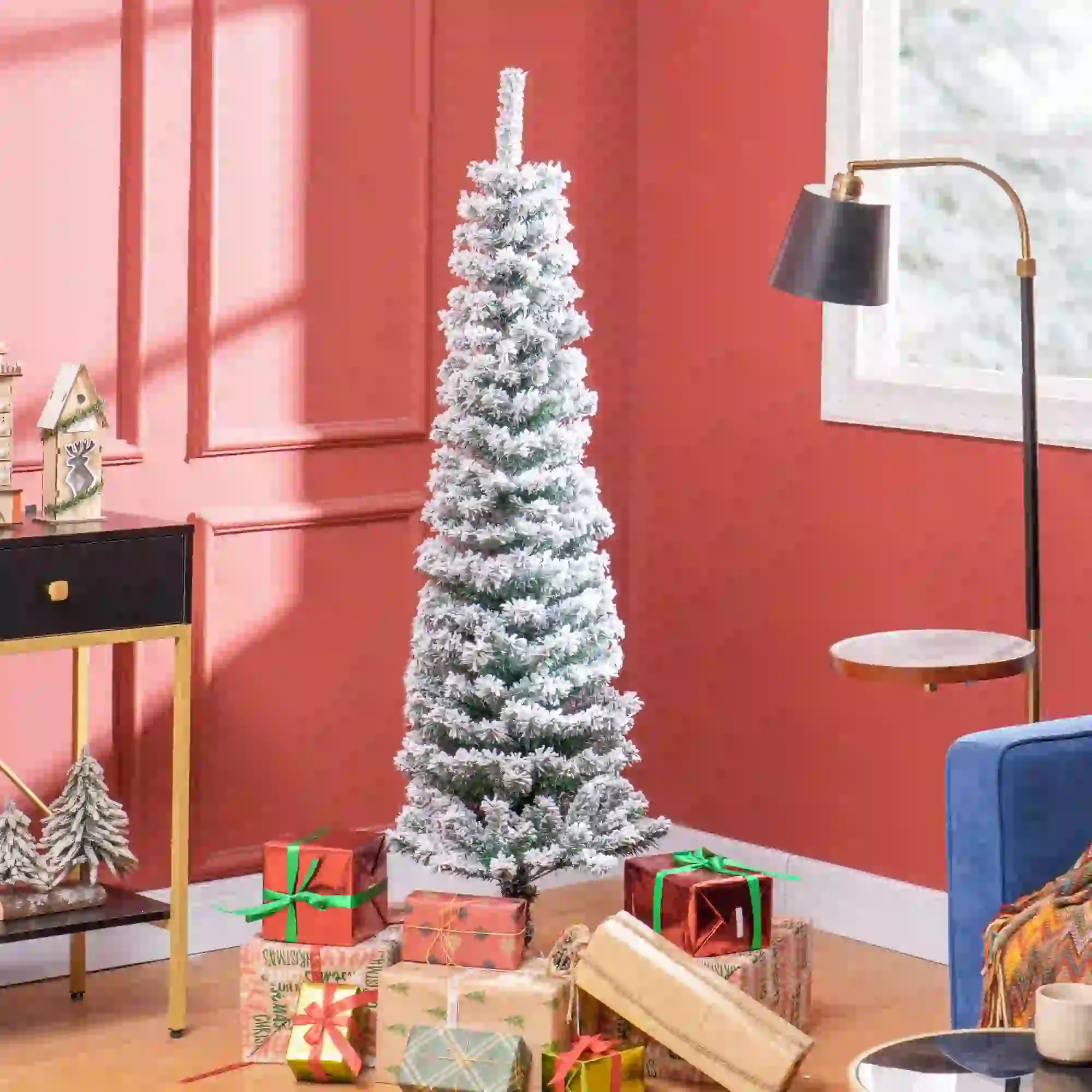 5ft Flocked Pencil Christmas Tree, Realistic Tips, Green Pencil Christmas Trees at Gallery Canada