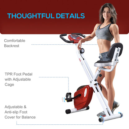 Foldable Indoor Bike, 8 Level Magnetic Resistance, Cardio Exercise, Red Exercise & Stationary Bikes at Gallery Canada