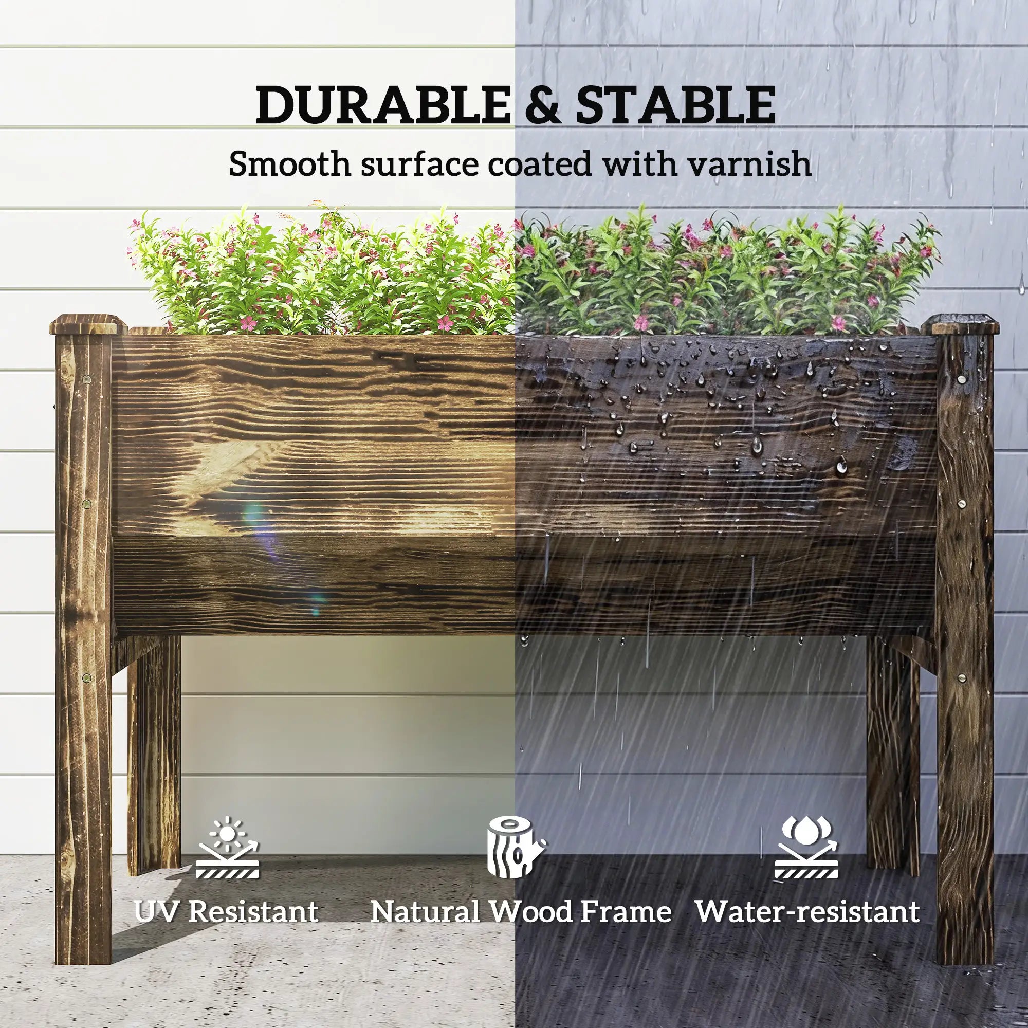 Wooden Raised Garden Plant Stand, 48