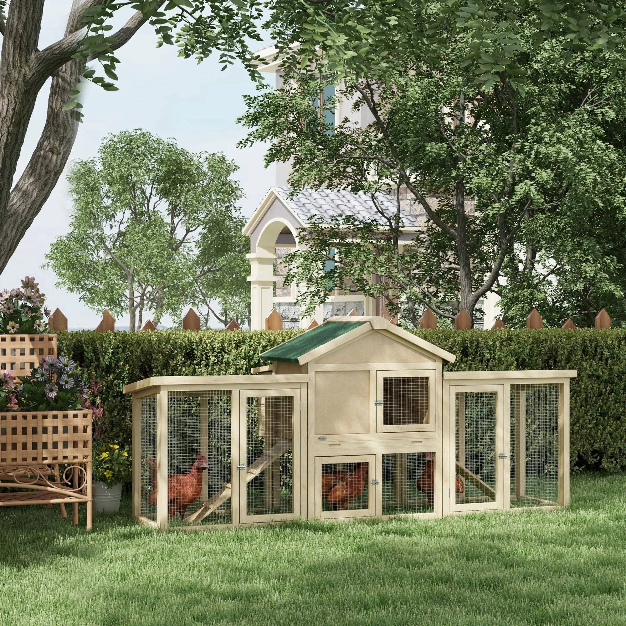 Wooden Chicken Coop, Large Rabbit Hutch with Nesting Box, Run, Ramp Chicken Coops at Gallery Canada