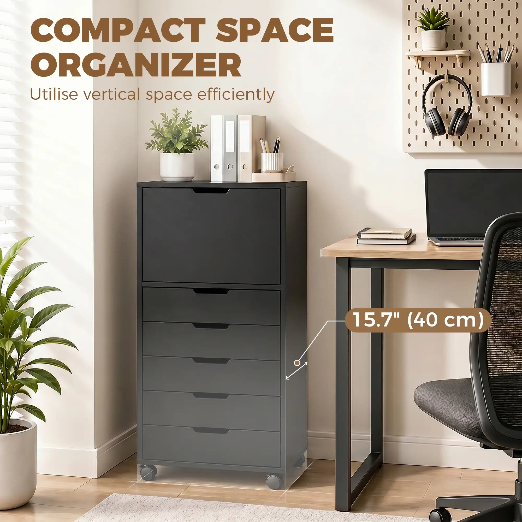 Mobile File Cabinet With 5 Drawers, Black, Black Office Cabinets & Cupboards at Gallery Canada