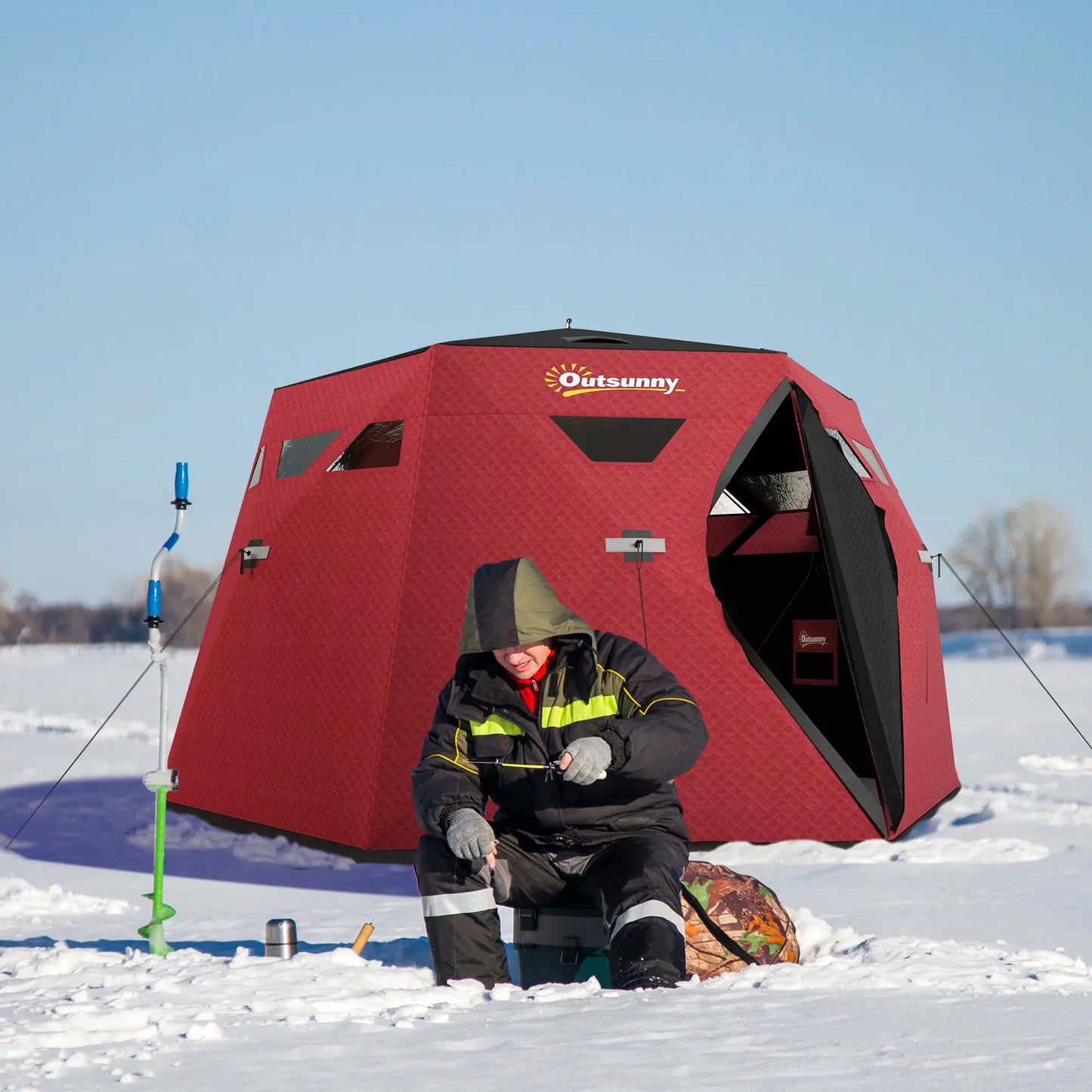 4 Person Insulated Ice Fishing Shelter, Pop-Up Tent with Carry Bag, Red Ice Fishing Tents at Gallery Canada
