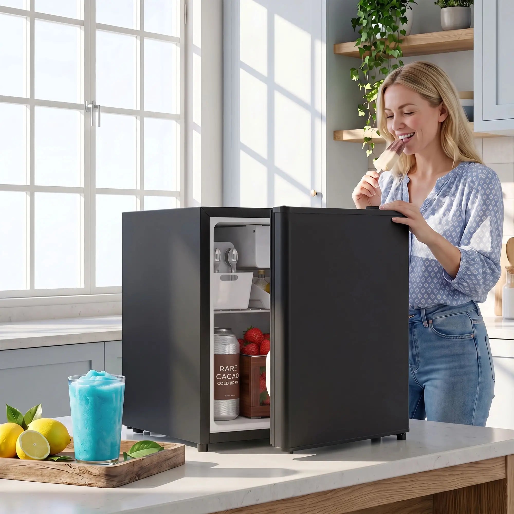 1.62 Cu Ft Single Door Mini Fridge With Freezer, Black Small Kitchen Appliances at Gallery Canada