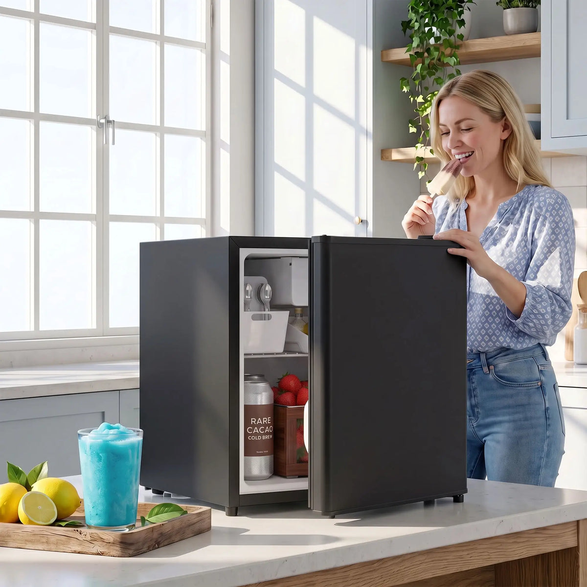 1.62 Cu Ft Single Door Mini Fridge With Freezer, Black Small Kitchen Appliances at Gallery Canada