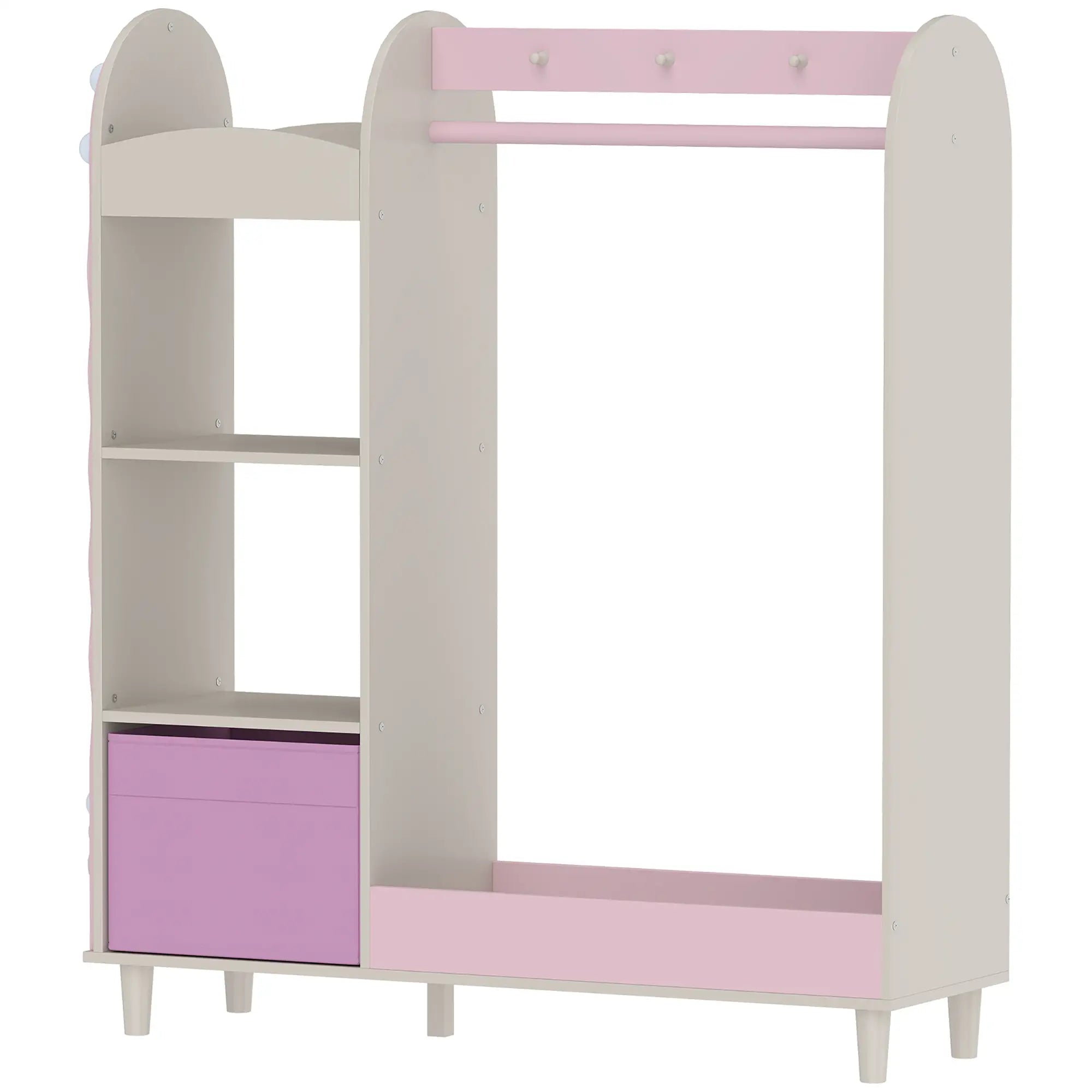 Kids Clothing Rack with Mirror, Drawer & Shelves, Pink Kids Bedroom Furniture Pink at Gallery Canada
