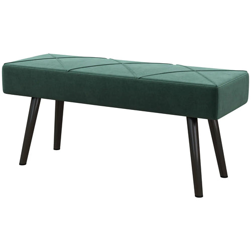 39 Inches Upholstered Bed Bench, Modern Steel Legs, Green