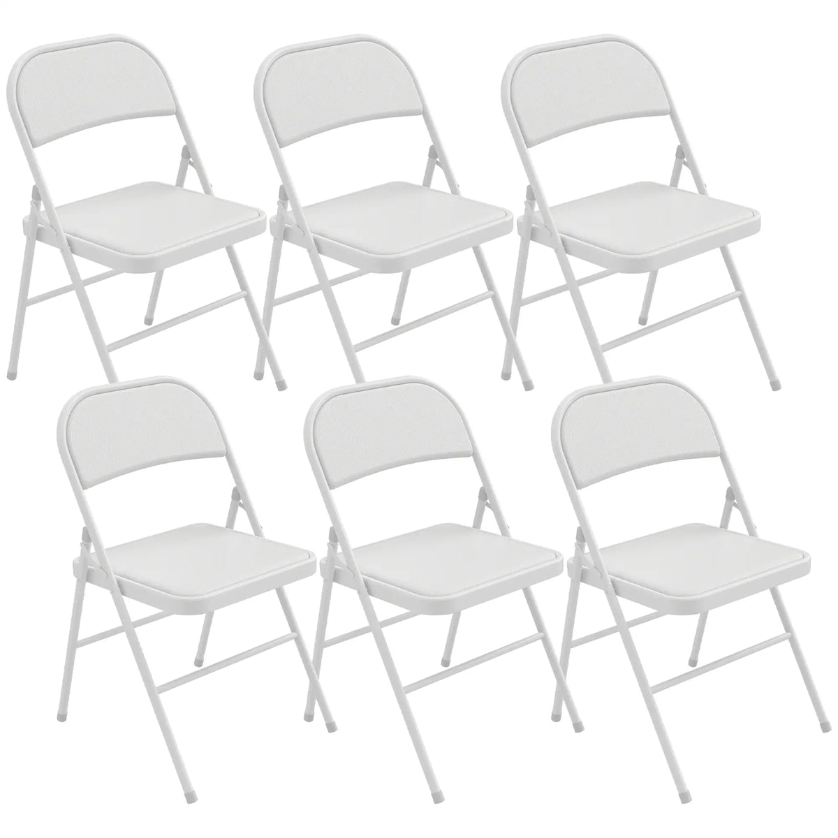 Set of 6 Foldable Chairs, PU Leather Padded, 17.5" x 17.5" x 31.5", White Dining Chairs White at Gallery Canada