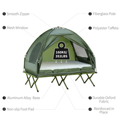 Camping Combo Tent Cot Air Mattress w/ Pump, Dark Green Camping Tents at Gallery Canada