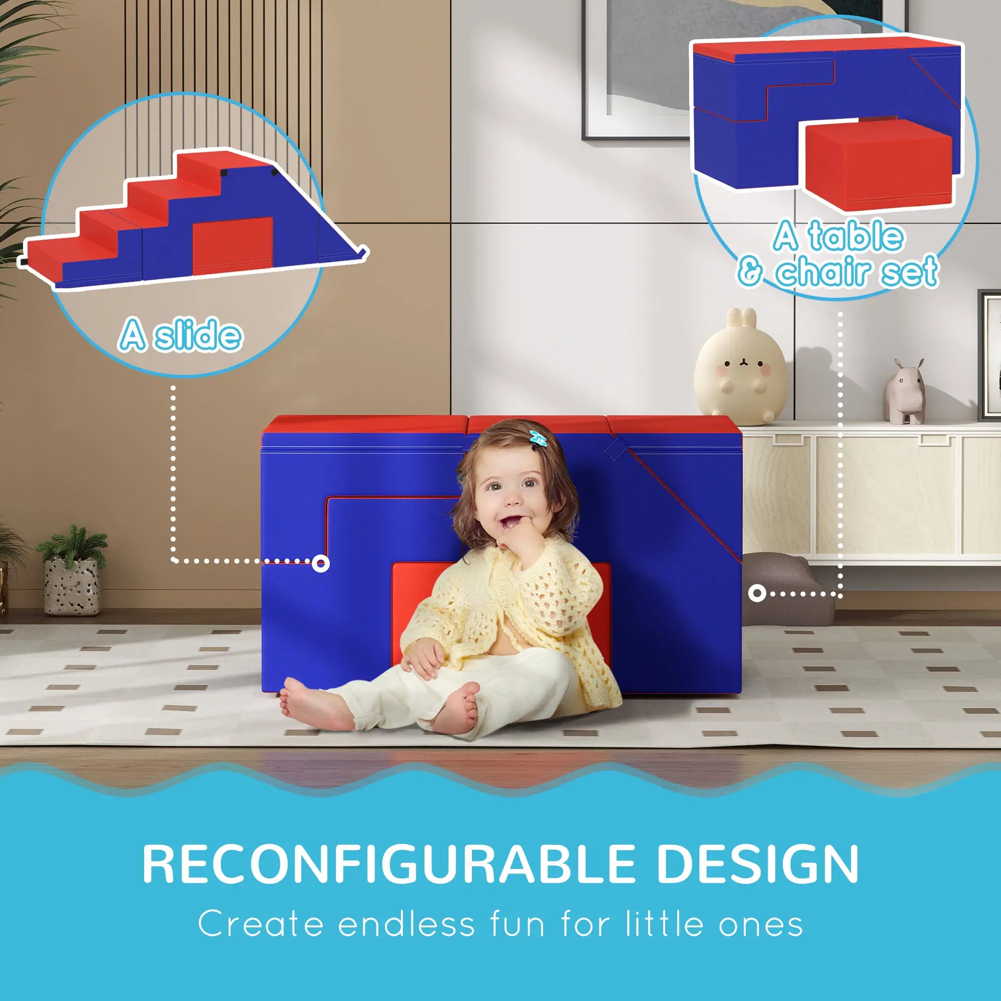 2-Piece Kids Foam Play Set for Crawl, Climb, Dark Blue Baby Gym & Playmats at Gallery Canada