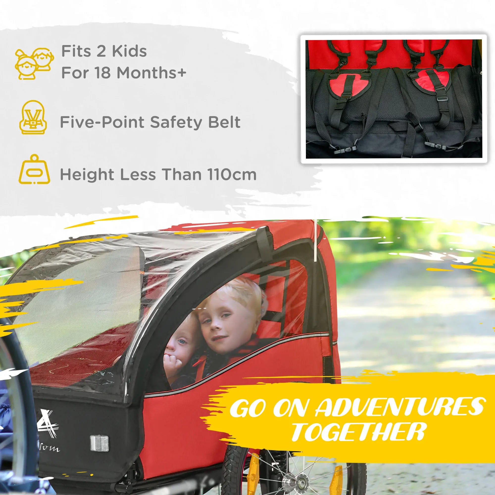 2 Seat Bike Trailer For Kids, Baby Stroller, 20