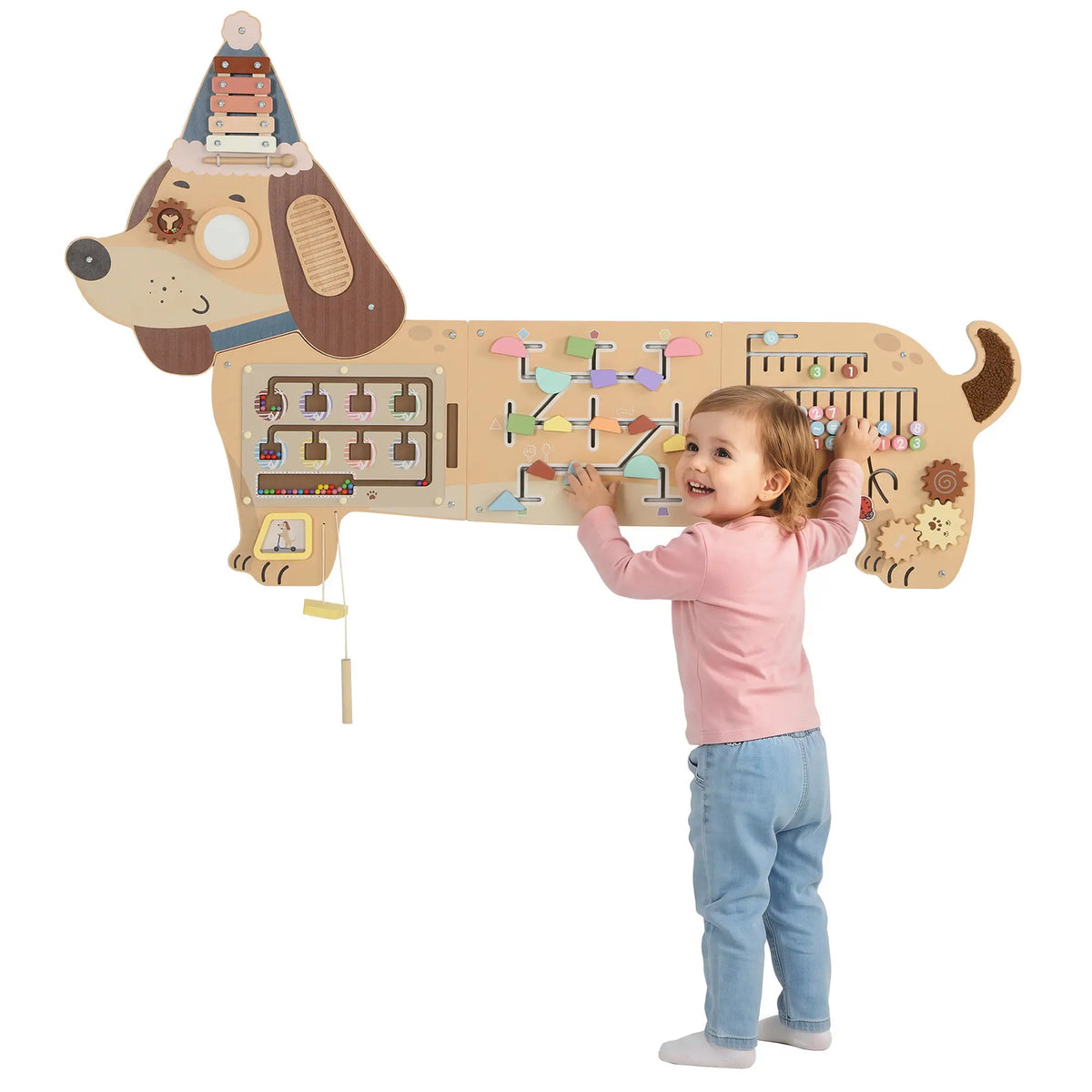 Wooden Wall Busy Board, Montessori Sensory Panel, Dachshund, Toddler Toy Playsets at Gallery Canada