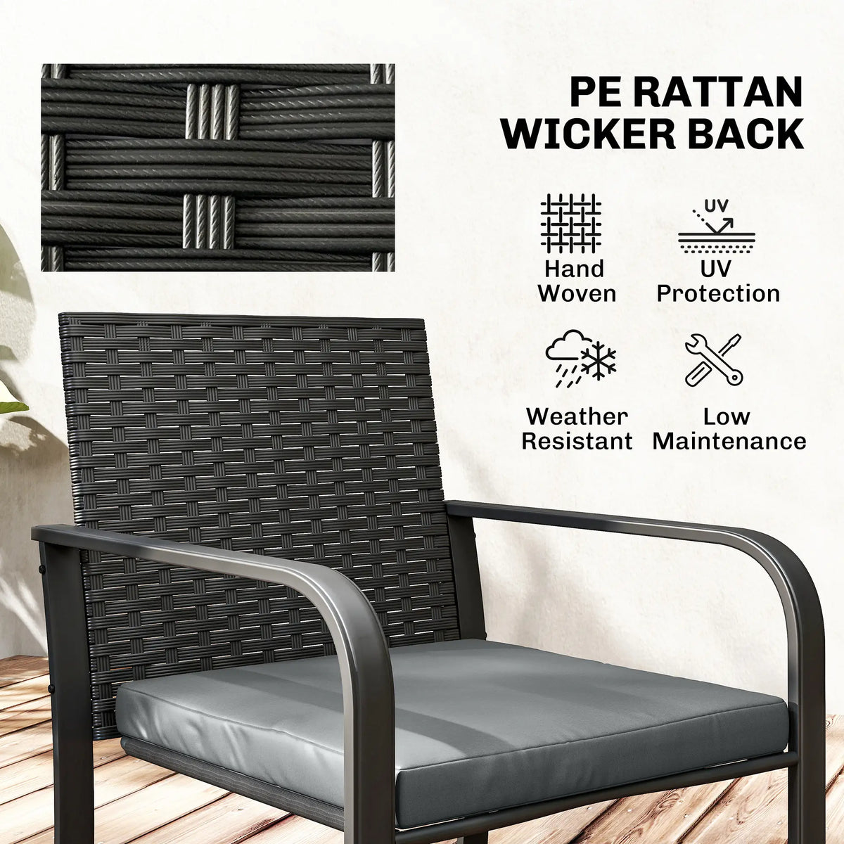 3 Piece Wicker Patio Set, Mesh Seat, Glass Table, Cushions, Grey Patio Furniture Sets at Gallery Canada