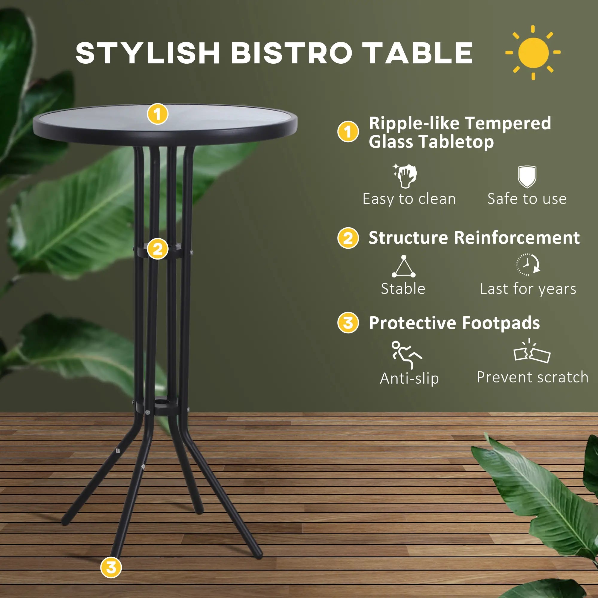 Patio Bar Set, 2 Bar Stools & Glass Table, Tan Bistro Sets at Gallery Canada