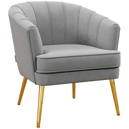 Modern Fabric Armchair, Gold Metal Legs, Living Room, Bedroom, Grey Accent Chairs Grey at Gallery Canada