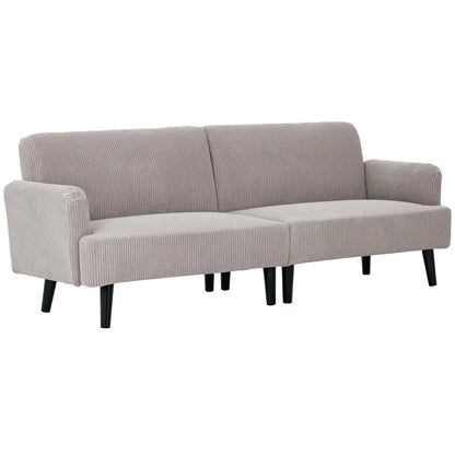 Modern 3 Seater Sofa, Corduroy Loveseat, Rubberwood Legs, Beige 3-Seater Sofas Beige at Gallery Canada