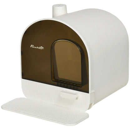 Cat Litter Box with Lid, Removable Tray, Scoop, Filter, White Cat Litter Box Enclosures White at Gallery Canada