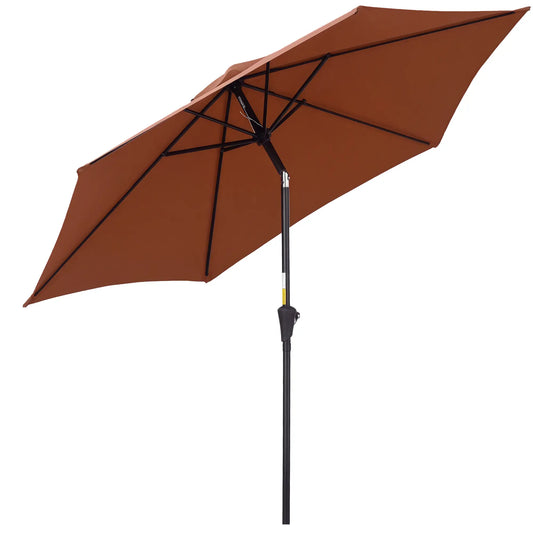 8.5FT Round Garden Parasol, 6 Ribs, Tilt Canopy, Crank Handle, Coffee Sun Umbrellas Coffee at Gallery Canada