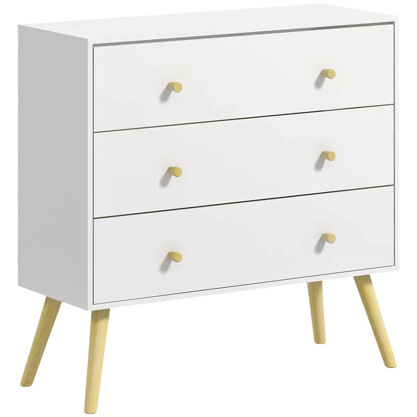 Dresser, 3 Drawers, Solid Wood Legs, Storage Organizer, White Storage Cabinets White at Gallery Canada