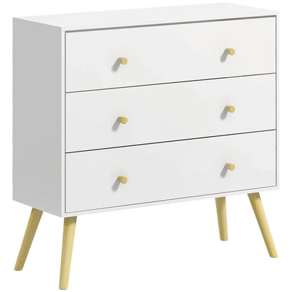Dresser, 3 Drawers, Solid Wood Legs, Storage Organizer, White Storage Cabinets White at Gallery Canada