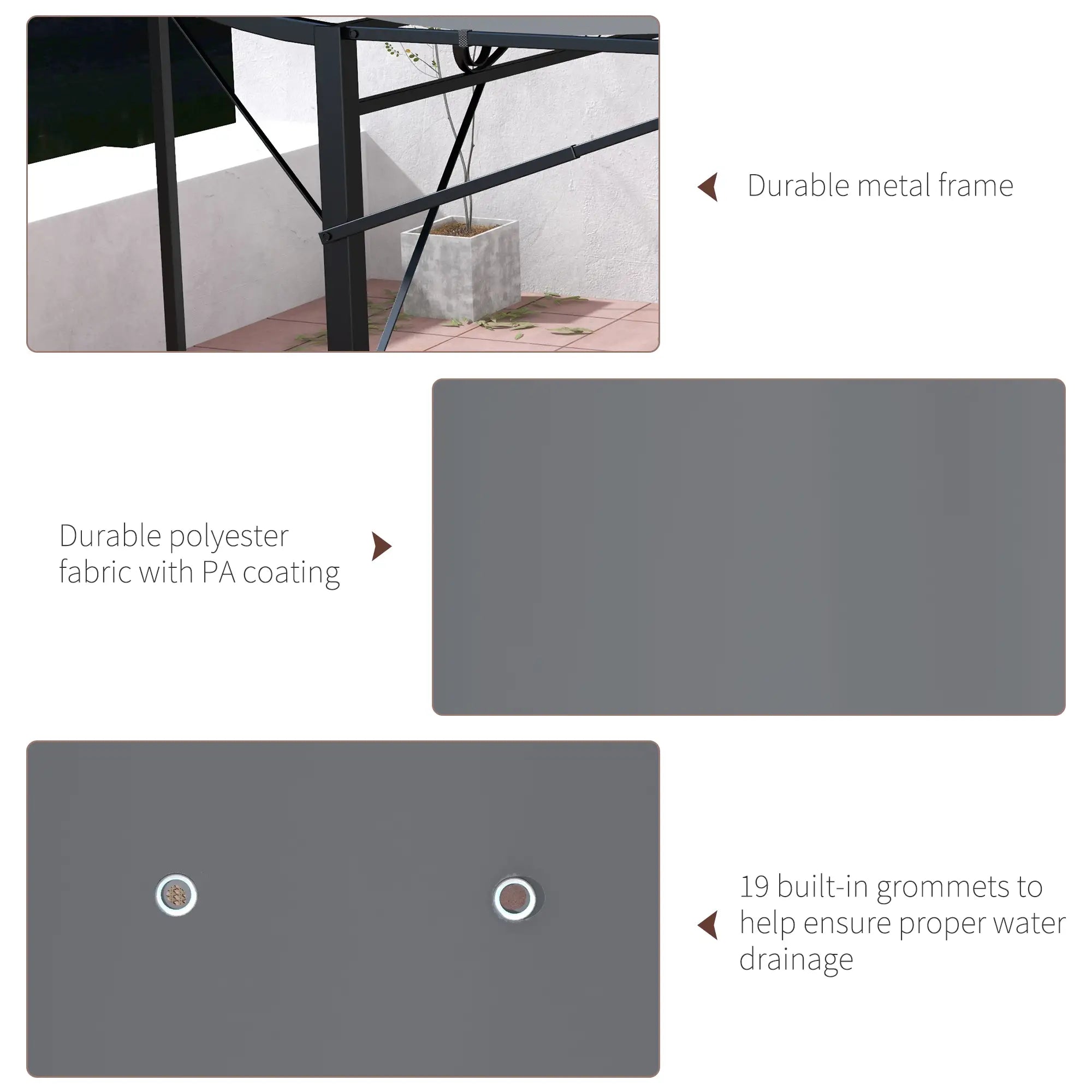 10x8ft Metal Gazebo, Extendable Side Awning, Dark Grey Pergolas at Gallery Canada