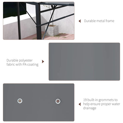 10x8ft Metal Gazebo, Extendable Side Awning, Dark Grey Pergolas at Gallery Canada
