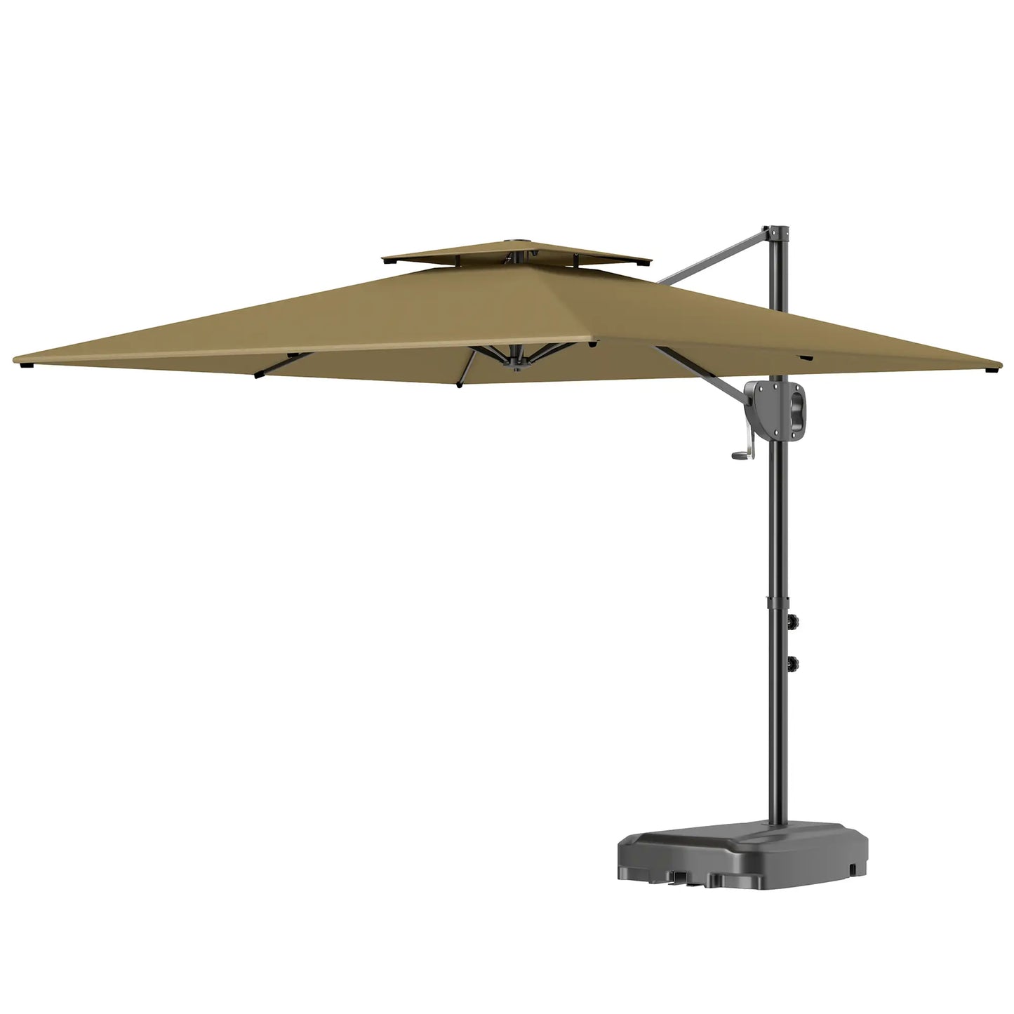 Square Cantilever Patio Umbrella, Double Top, 8' x 9', Khaki Offset Cantilever Umbrellas khaki at Gallery Canada