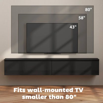 Wall Mounted TV Stand, Floating Cabinet With Storage, For TVs Up To 70", Black TV Stands at Gallery Canada
