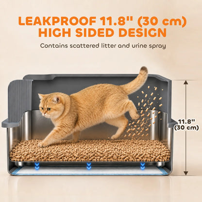 Stainless Steel Sifting Litter Box With Scoop And 10 Pads Cat Litter Box Enclosures at Gallery Canada