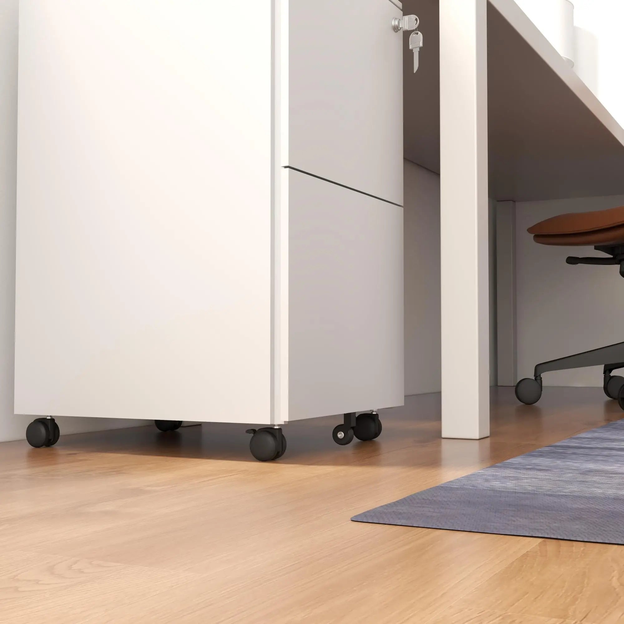 2-Drawer Steel Filing Cabinet on Wheels, Lockable, Adjustable Hanging Bar, White Office Cabinets & Cupboards at Gallery Canada