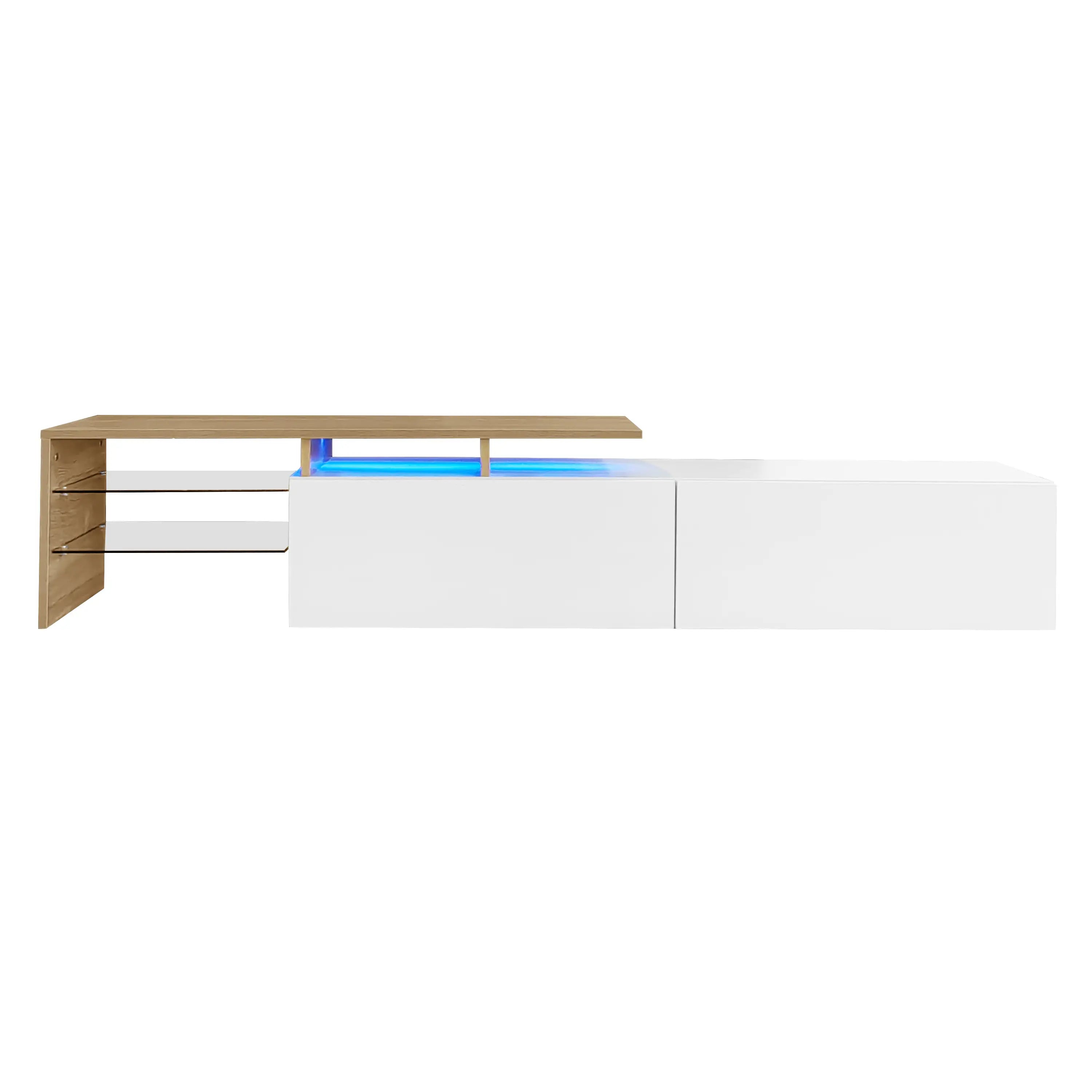 TV Stand With Glass Shelves, LED Lighting, 67