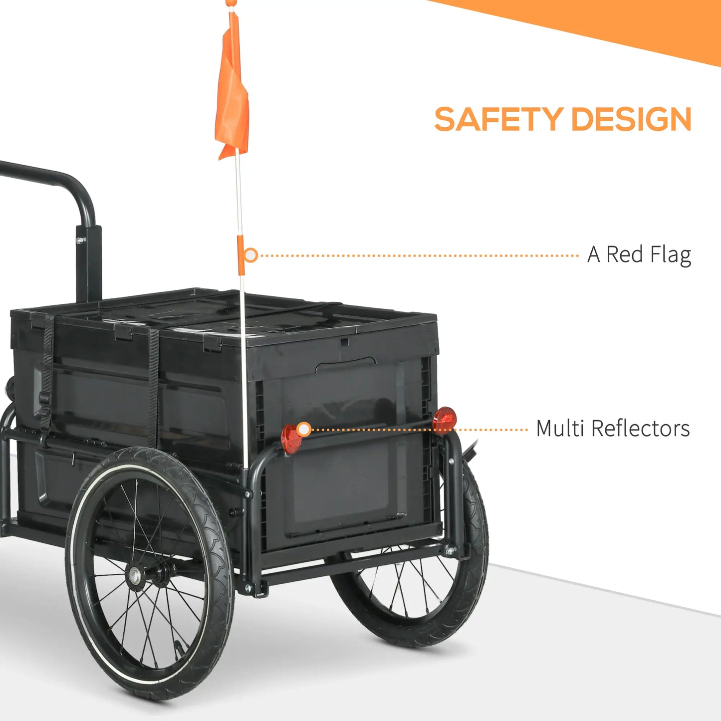 Steel Bike Trailer, Foldable Storage Box, Safe Reflectors, Max Load 88LBS, Black Bike Cargo Trailers at Gallery Canada
